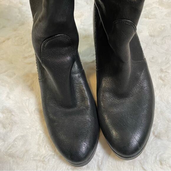 KORS Michael Kors Womens Tall Leather Boots Size 7 Black Designer Convertible - Picture 3 of 14